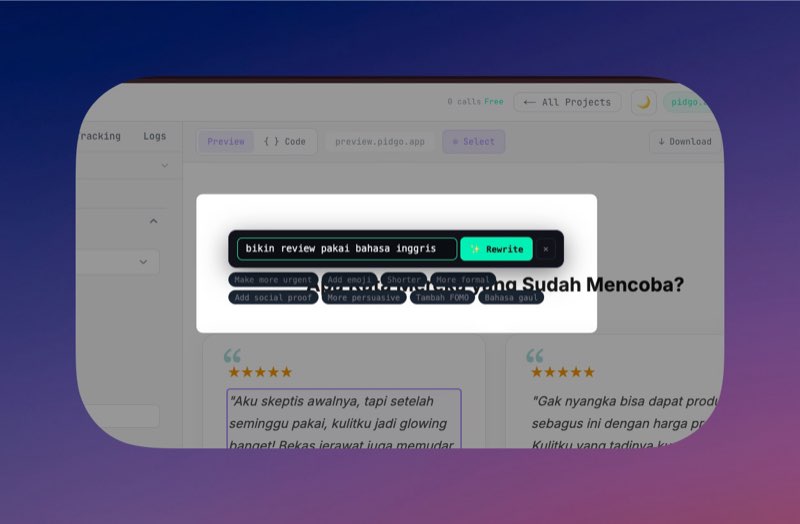 Pidgo AI rewrite feature