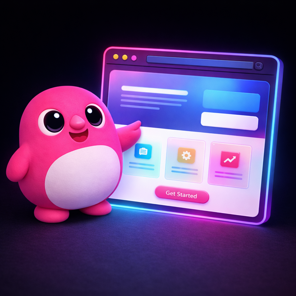 Pidge showing a landing page